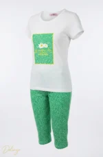 ست تیشرت و شلوارک زنانه MYBEN طرح بابونه و خال‌خالی