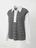 بلوز زنانه دوتکه‌نما Seul طرح راه‌راه با یقه و آستین پیراهنی