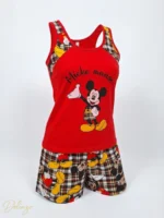 ست تاپ رکابی و شورتک نخی طرح میکی ماوس فانتزی