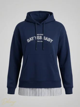 هودی زنانه پنبه‌ای MXX Fashion مدل چاپ‌دار لایه‌ای