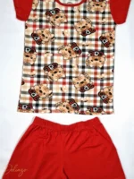 ست تاپ آستین‌کوتاه و شورتک نخی طرح Cat چهارخانه - تصویر 7