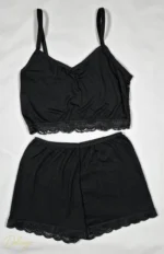 ست تاپ بندی و شورتک نخی MYBEN لبه گیپوری - تصویر 9