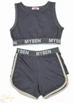 ست نیم‌تنه و شورتک زنانه MYBEN مدل اسپرت کش لوگودار - تصویر 3