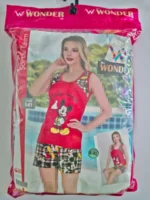 ست تاپ رکابی و شورتک نخی طرح میکی ماوس فانتزی - تصویر 6