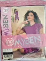 ست تاپ آستین‌کوتاه و شلوارک نخی MYBEN طرح ابر و بادی - تصویر 7