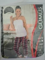 ست تاپ بندگردنی و شلوار نخی Gümüş طرح چهارخانه - تصویر 6