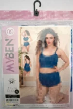 ست تاپ بندی و شورتک نخی MYBEN با لبه‌دوزی توری گل‌دار - تصویر 6