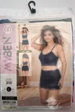 ست تاپ بندی و شورتک نخی MYBEN لبه گیپوری - تصویر 12