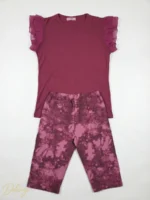 ست تاپ آستین‌کوتاه و شلوارک نخی MYBEN طرح ابر و بادی - تصویر 3