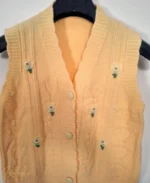 ژیله بافت زنانه دکمه‌دار طرح شکوفه و قلب برجسته - تصویر 14