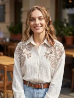 شومیز زنانه کرینکل Ayriss گلدوزی‌دار آستین بلند - تصویر 4