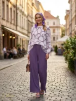 ست بلوز و دامن‌شلواری پلیسه LISSE طرح آبستره - تصویر 4