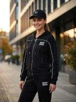 ست سویشرت زیپ‌دار و شلوار زنانه ترک طرح MIU MIU - تصویر 2