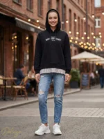 هودی زنانه پنبه‌ای MXX Fashion مدل چاپ‌دار لایه‌ای - تصویر 2