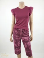 ست تاپ آستین‌کوتاه و شلوارک نخی MYBEN طرح ابر و بادی - تصویر 2