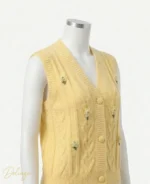 ژیله بافت زنانه دکمه‌دار طرح شکوفه و قلب برجسته - تصویر 4