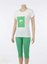 ست تیشرت و شلوارک زنانه MYBEN طرح بابونه و خال‌خالی - تصویر 2