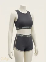 ست نیم‌تنه و شورتک زنانه MYBEN مدل اسپرت کش لوگودار - تصویر 2