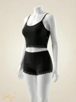 ست تاپ بندی و شورتک نخی MYBEN لبه گیپوری - تصویر 3