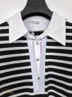 بلوز زنانه دوتکه‌نما Seul طرح راه‌راه با یقه و آستین پیراهنی - تصویر 4