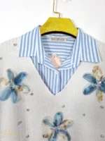 ست شومیز و جلیقه زنانه HATUN atila مدل گلدوزی سه‌بعدی - تصویر 7